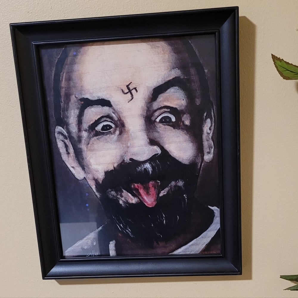 Charles Manson ~ Serial Killer True Crime Chuck Hodi Art - 8x10 Framed Print